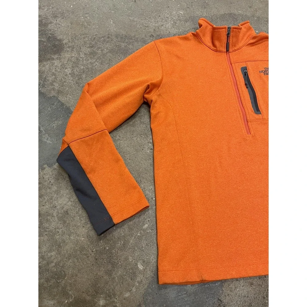 The‎ North Face Pullover Mens Medium Orange 1/4 Zip Fleece Mock Neck Hiking